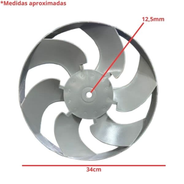 HELICE P/CLIMATIZADOR JOAPE 737 CASSINO 6PAS CINZA F12,5MM G/H GIRO HORARIO - DIAM.34CM - foto 1 de 3