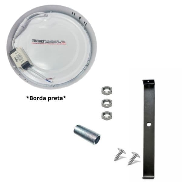 LUMINARIA PLAFON PAINEL LED SOBREPOR RD21CM P/VENTILADOR LOREN SID LUMI LED - 18W3000KBIV AMARELA B/PRETA Sem Suporte - PAINEL TASCHIBRA 1260 LUMENS - foto 1 de 2