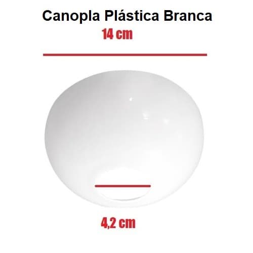 CANOPLA PLÁSTICA SUPERIOR P/VENTILADOR DE TETO LATINA - COR BRANCA - DIÂMETRO 14CM - ENCAIXE EM HASTE 4,2CM - foto 1 de 3