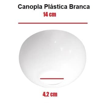 CANOPLA PLÁSTICA SUPERIOR P/VENTILADOR DE TETO LATINA - COR BRANCA - DIÂMETRO 14CM - ENCAIXE EM HASTE 4,2CM