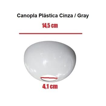 CANOPLA PLÁSTICA SUPERIOR P/VENTILADOR DE TETO LATINA - COR CINZA - DIÂMETRO 14CM - ENCAIXE EM HASTE 4,2CM