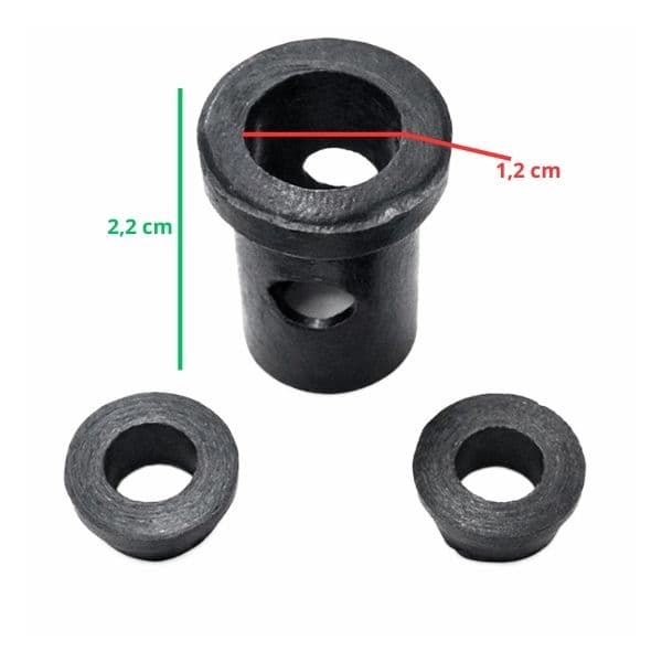 AMORTECEDOR DE VIBRAÇÃO BORRACHA SUPERIOR DA HASTE + BUCHA INFERIOR DO EIXO - KIT C/02-BORRACHAS + 01-BUCHA = FIXACAO DA HASTE DE VENTILADORES DE TETO - foto 1 de 2