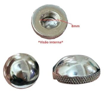 PORCA R/DIR 8,0MM P/FIXAR VIDRO LUMINÁRIA VENTILADORES BRUXELAS INTERNO MENOR CAIRO EURUS MIRAY MONACO NAULU - TAMPÃO ALU CROMADA -*VENDIDA P/UNIDADE