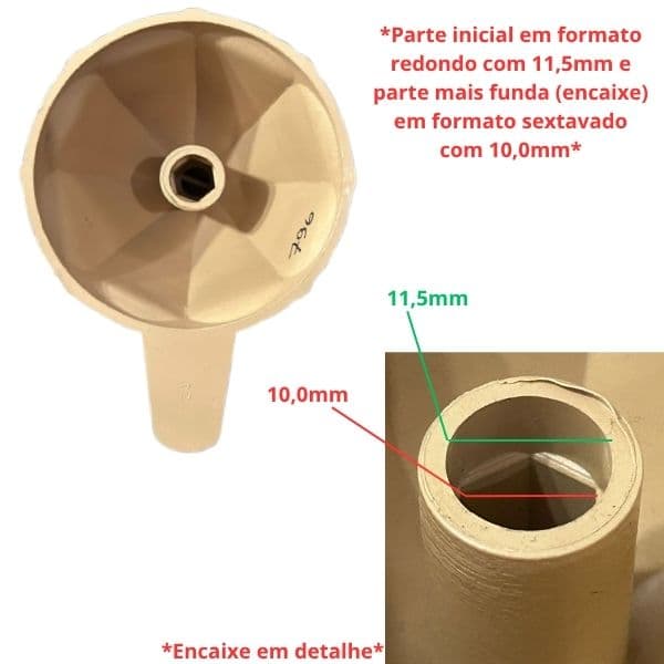 CARAMBOLA ENCAIXE E10,0MM SEXTAVADO P/ESPREMEDOR DE FRUTAS ARNO ANTIGO - LUCRE ANTIGO - PLASTICA COR CARAMELO - foto 1 de 2