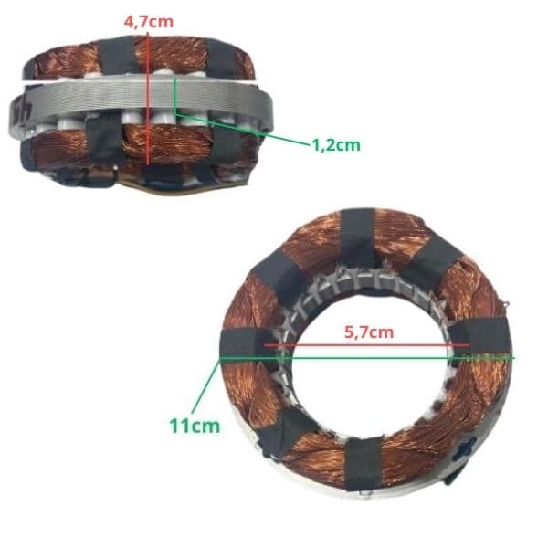 Estator Bobinado Motor Ventilador OSCILANTE Loren Sid 50/60cm Biv200W-220W08,5uF - Turbo Tufao Coluna Mesa ou Parede - 4P 12/24CM AL 12MM T.M2/M3 - *U - foto 1 de 2