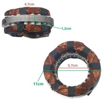 Estator Bobinado Motor Ventilador OSCILANTE Loren Sid 50/60cm Biv200W-220W08,5uF - Turbo Tufao Coluna Mesa ou Parede - 4P 12/24CM AL 12MM T.M2/M3 - *U