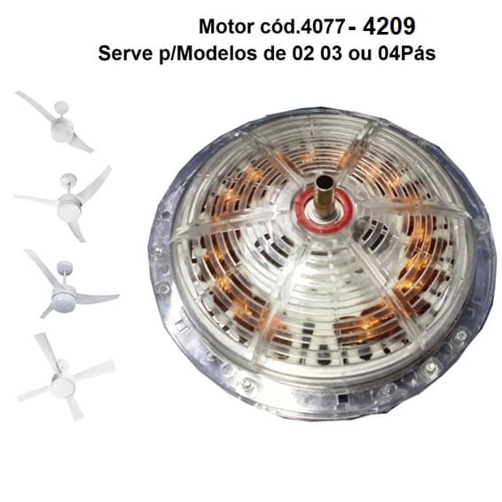 MOTOR P/VENTILADOR DE TETO VENTI-DELTA 220V130W COR CRISTAL LUNIK MAGNÍFICO - SERVE P/2PÁS 3PÁS 4PÁS - USAR C/CAP.03,0UF *NAO INCLUIDO (TAMBÉM P/EFYX - foto 1 de 3
