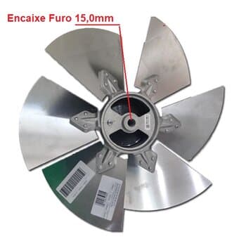 HÉLICE P/EXAUSTOR VENTISILVA DE 40CM E40M4 E40M6 M8 E40T4 T6 FC E40FV -6PÁS ALUMÍNIO C/CUBO FUNDIDO - ENCAIXE 15,0MM C/PARAFUSO LATERAL -