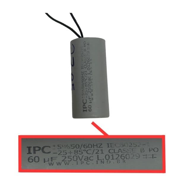 CAPACITOR 060,0UF 2FIOS RD 250VAC - INDUTOR DE PARTIDA P/MOTOR ELÉTRICO EM GERAL - MEDIDAS 7,0 X 5,0CM OU 8,5 X 4,2CM - foto 1 de 3