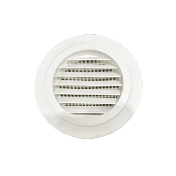 GRADE VENEZIANA 15X15CM 06,0" 150MM GRELHA FIXA REDONDA PLÁSTICA BRANCA - P/VENTILAÇÃO DE SUPERFÍCIE S/TELA - RTN-6 150