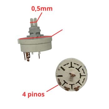 CHAVE DIMER INTERRUPTOR ROTATIVO 4FIOS 3VEL BIV A16B2E1SY MG.37000 ARNO VE55 FD40 FD30 VD40 VD30 NV32 MF, MONDIAL 4TERMINAIS - *SEM BOTÃO