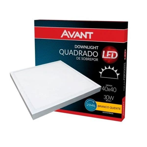 LUMINÁRIA PLAFON PAINEL LED SOBREPOR QD40,0CM - 30W6500KBIV BRANCA B/BRANCA - PAINEL AVANT - foto 1 de 1