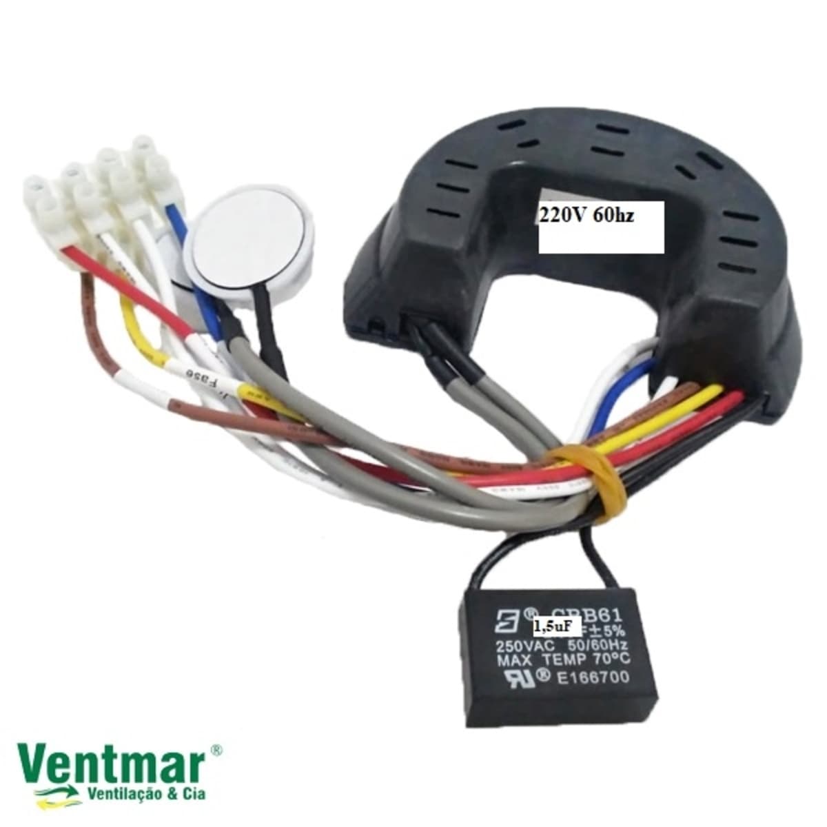 MÓDULO RECEPTOR 220V C/CAP.01,5UF - PLACA DE COMANDO CONTROLE REMOTO VENTILADOR VENTISOL CR0394-220V - *APENAS O RECEPTOR DO TETO* - foto 1 de 1