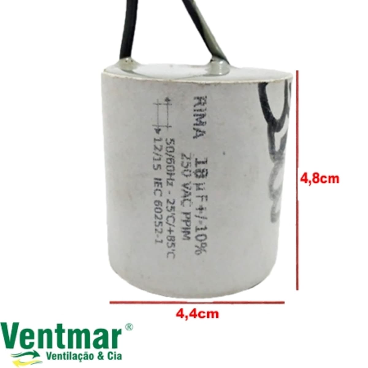 CAPACITOR 018,0UF 2FIOS RD 250VAC - CAPACITOR DE PARTIDA P/MOTORES ELETRICOS / P/PORTAO ELETRONICO - foto 1 de 2