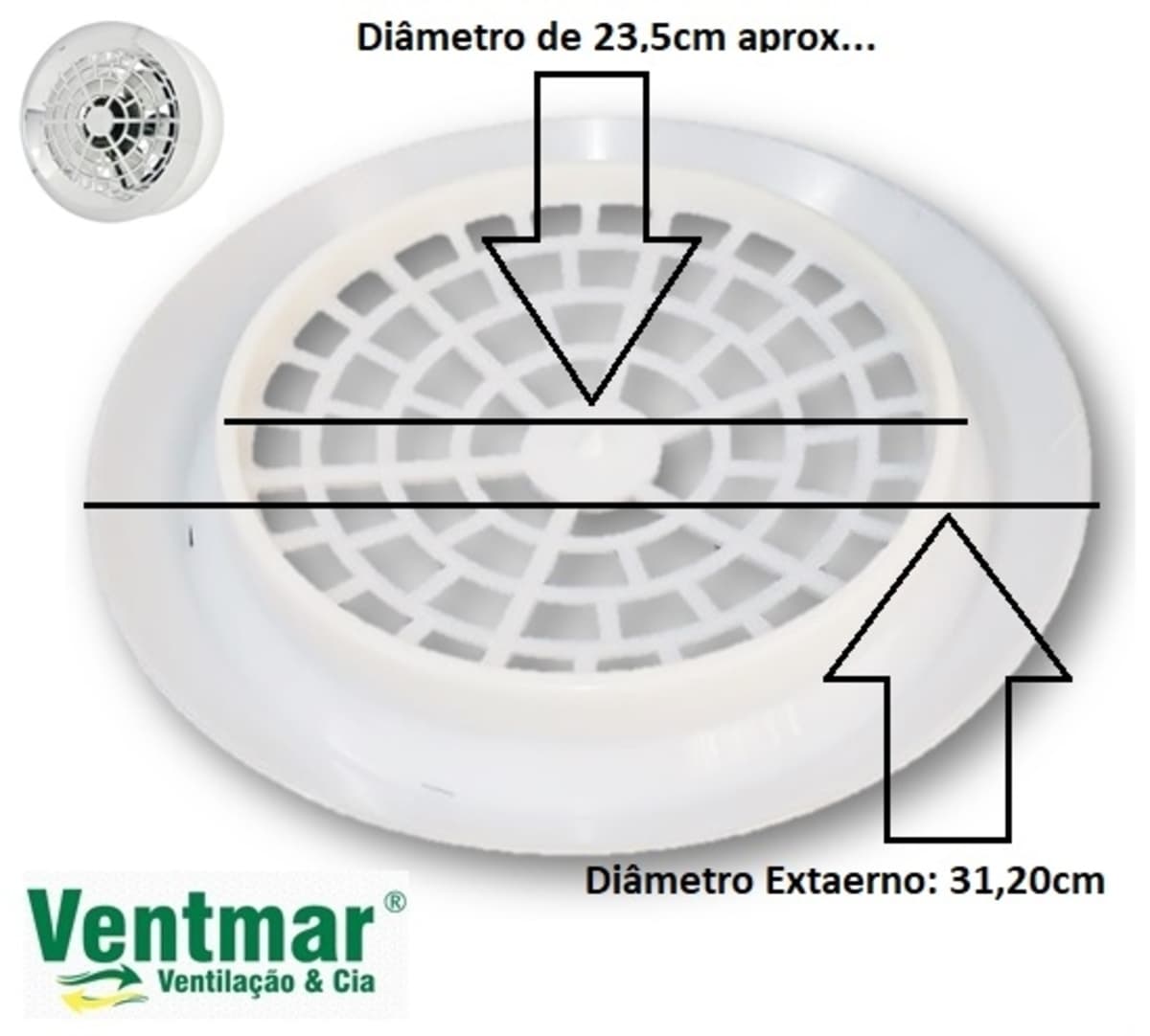 GRADE DE 25CM P/EXAUSTOR LOREN SID 25CM - GRADE PLÁSTICA BRANCA - *VENDIDA P/UNIDADE - foto 1 de 2