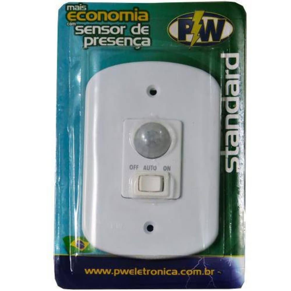 PLACA ESPELHO 4X2 C/SENSOR DE PRESENÇA C/FOTOCÉLULA E TECLA DE 3-FUNÇÕES BIVOLTS PW - COM INTERRUPTOR - SENSOR LIGA DESLIGA OU AUTOMÁTICO - foto 1 de 2