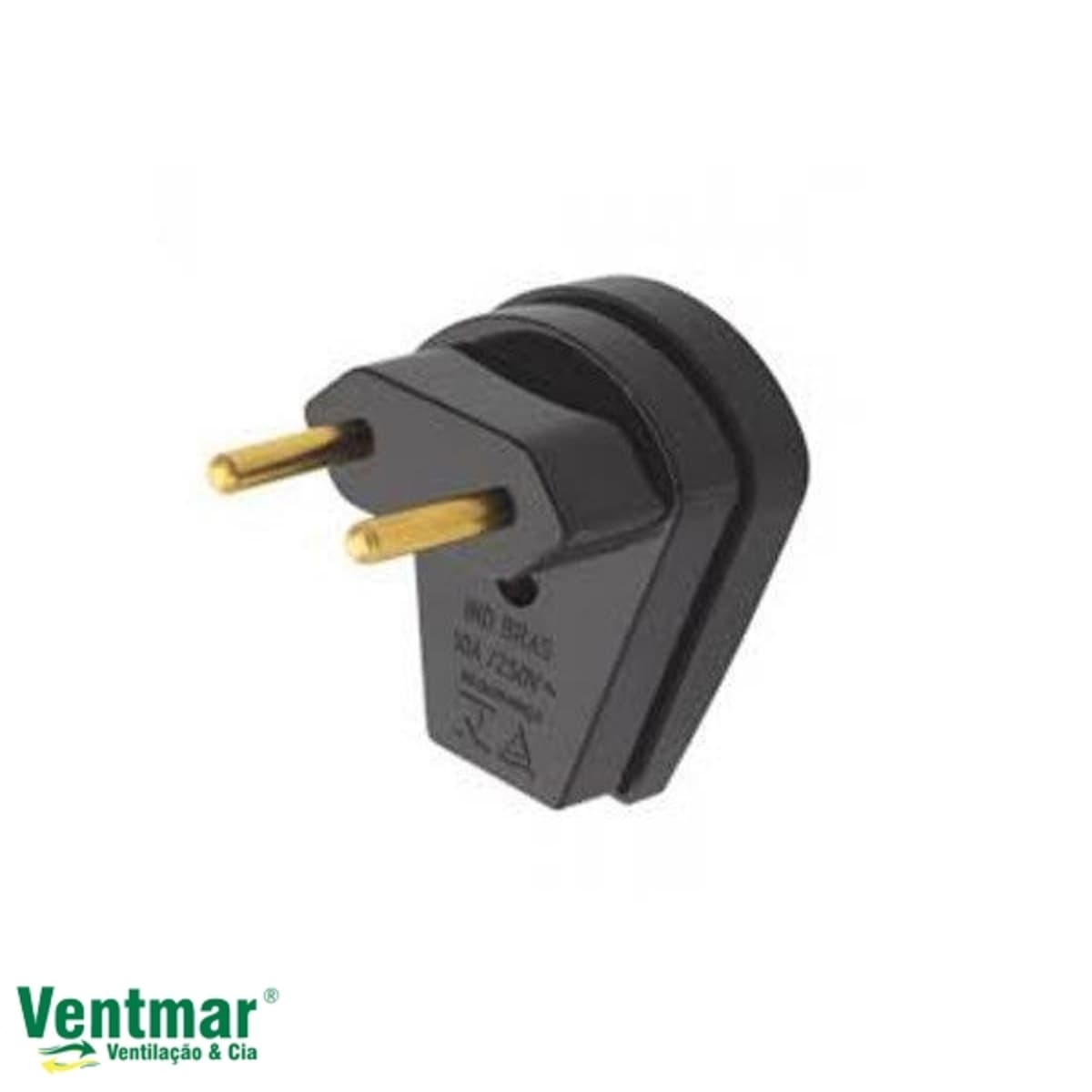 PINO ELÉTRICO PLUG MACHO TRIANGULAR 90GRAUS 10A 250V 2 PINOS - ILUMI CORES SORTIDAS - foto 1 de 2