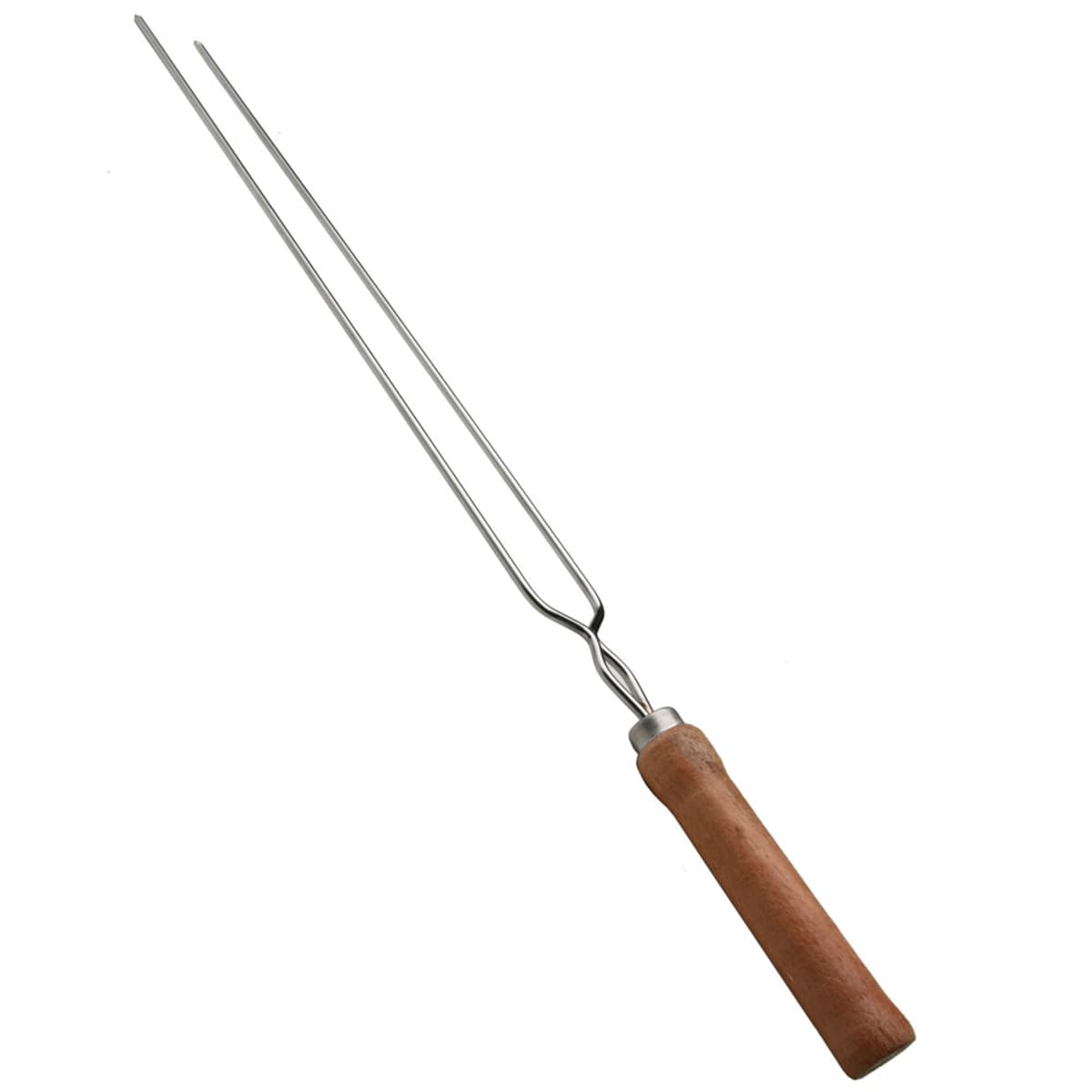 ESPETO P/CHURRASCO - ESPETO DUPLO P/CHURRASCO COM CABO DE MADEIRA 75CM CROMADO - MOR 3208 - foto 1 de 3