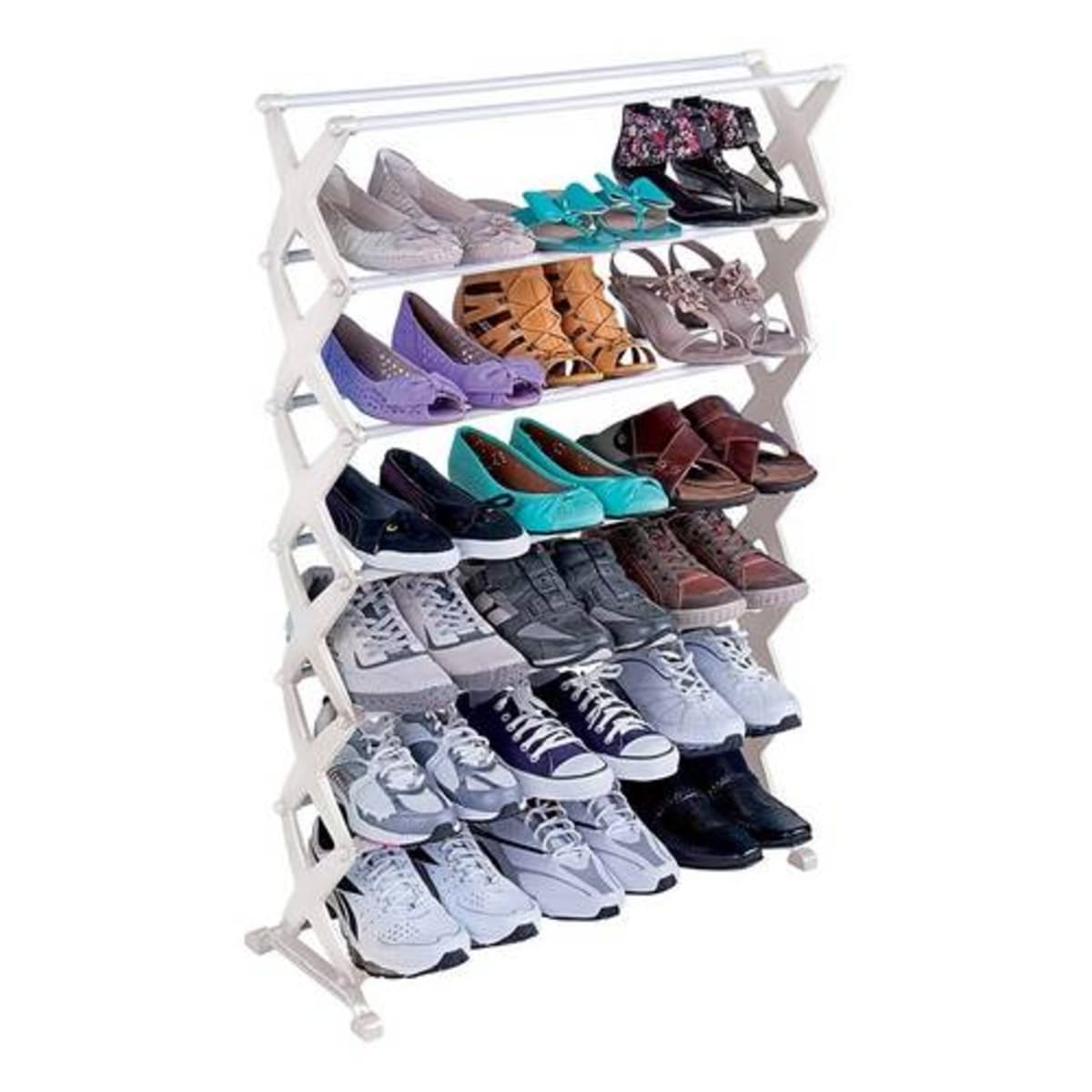 SAPATEIRA REGULÁVEL COM 7 ANDARES SUPORTA ATE 21 PARES DE SAPATOS - COR BRANCA - MOR 6103 - VENTMAR - foto 1 de 2