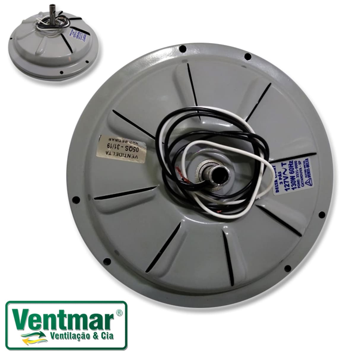 MOTOR P/VENTILADOR DE TETO VENTI-DELTA PLUS LIGHT ECO 110VOLTS 3PAS CINZA - MODELO PLUS LIGHT C/LUMINARIA OU PLUS ECO COMERCIAL - foto 1 de 3