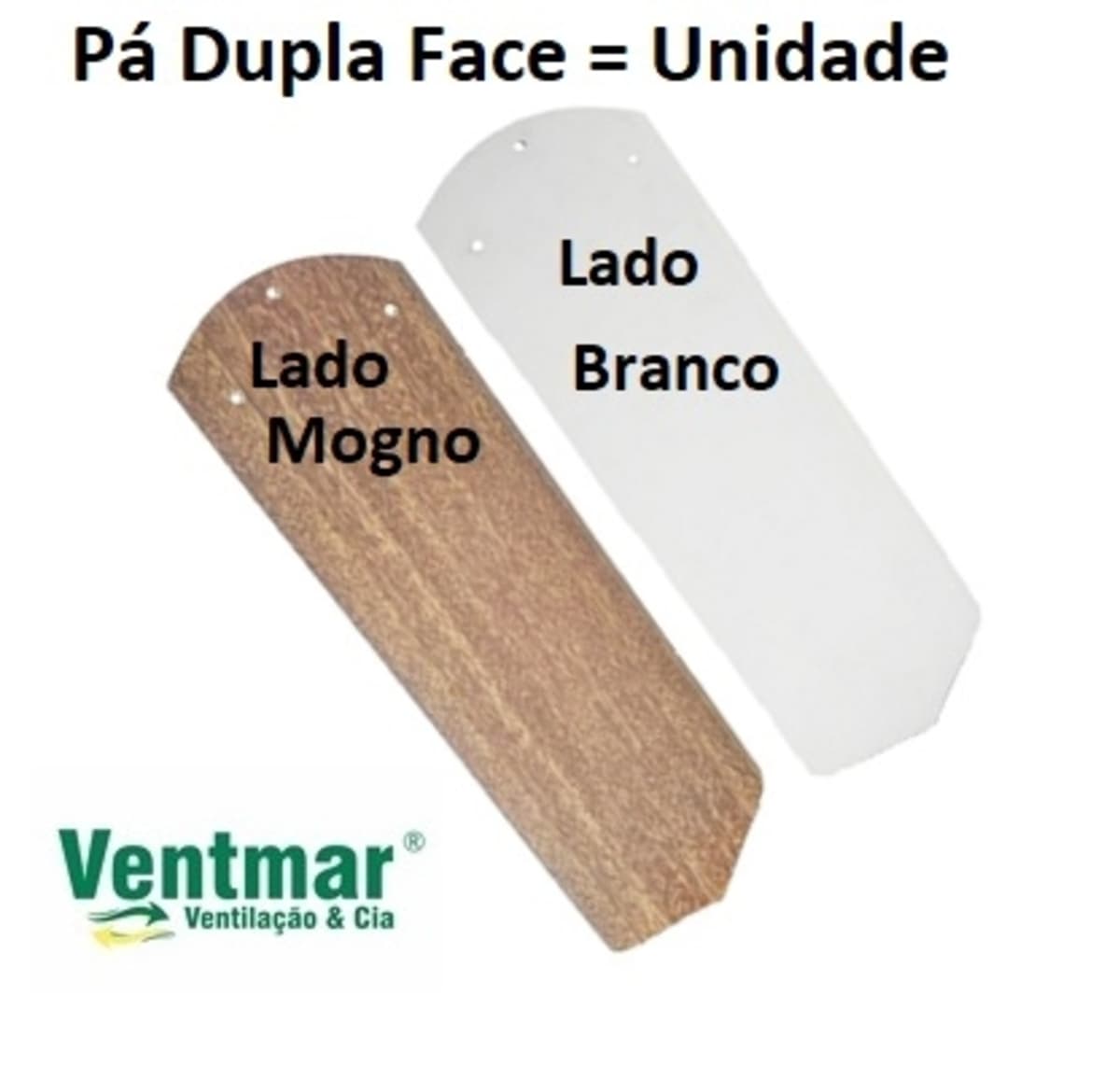 PÁ HÉLICE P/VENTILADOR DE TETO CICLONE - MDF DUPLA FACE BRANCA/MOGNO - L13CM X A3,0MM X C41,5CM - *VENDIDA P/UNIDADE - ORIGINAL P/MODELOS MERIDIONAL E - foto 1 de 2