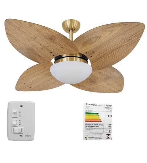VENTILADOR DE TETO VOLARE DUNAMIS DOURADO VD2 110V10,5UF CHAVE 3VEL 4PAS MDF RADICA FREJÓ LUM.P/2-LAMP. SOQUETE E27 - foto 1 de 3