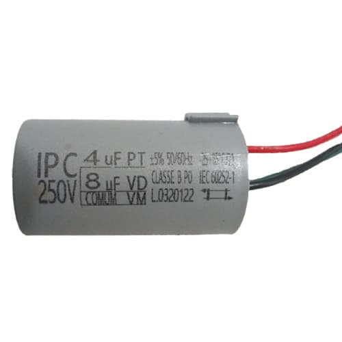 CAPACITOR 012,0UF 3FIOS 4,0+8,0MF RD 250VAC P/VENTILADOR VENTISOL 3VEL, DOMINA OSCILANTE 50CM 127V - foto 1 de 2