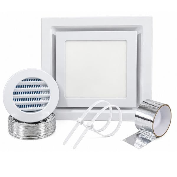 EXAUSTOR DE 10CM P/BANHEIRO RENOVADOR DE AR P/ATÉ 13M2 - KIT 110V-40W VAZAO-00210M3/H - ITC TURBO 250 COM LED EMBUTIDO