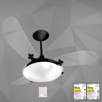 VENTILADOR DE TETO VENTI-DELTA NEW SLIM PRETO 127VOLTS 3PáS ACRíLICAS TUBA LUMINáRIA VIDRO P/2 LãMPADAS C/CHAVE 3VELOCIDADES