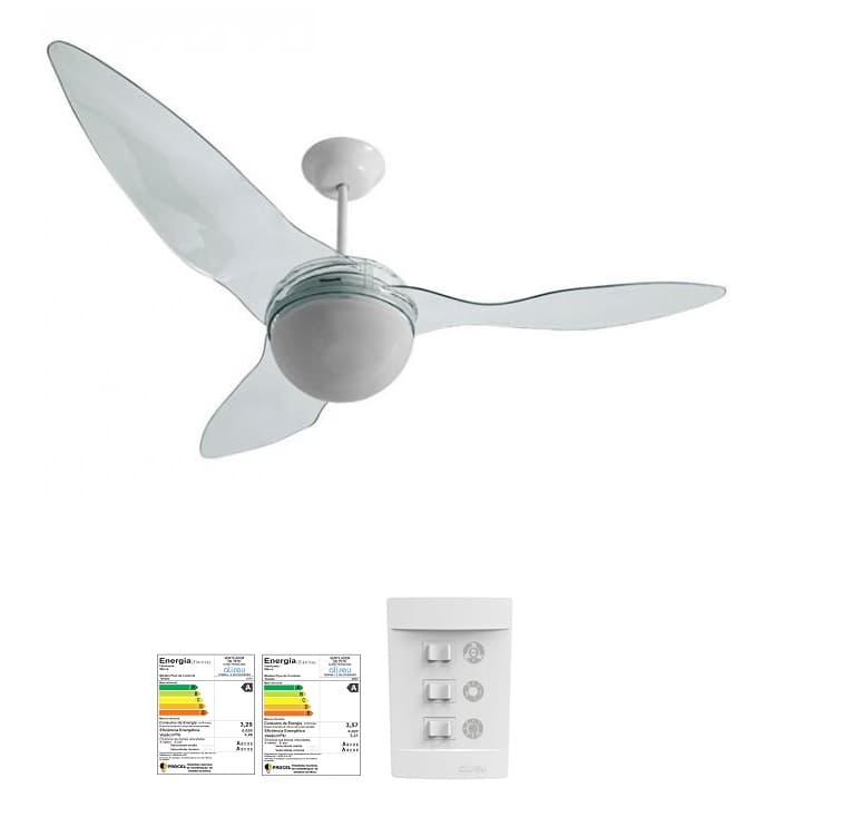 VENTILADOR DE TETO ALISEU TERRAL CV3V CRISTAL 110V150W LUMINÁRIA P/2-LÂMP - *MAIOR VENTILAÇÃO + SILENCIOSO - CONSUMO A* - foto 1 de 3