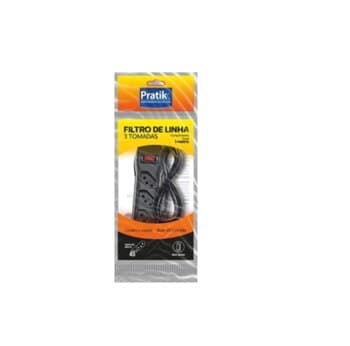 EXTENSãO FILTRO DE LINHA COM 3TOMADAS CABO PP 1,00MT 3X0,75MM 10A PRETO - FILTRO DE LINHA PRATIK 3 TOMADAS 3X0,75MM 10A CABO 1M PRETO