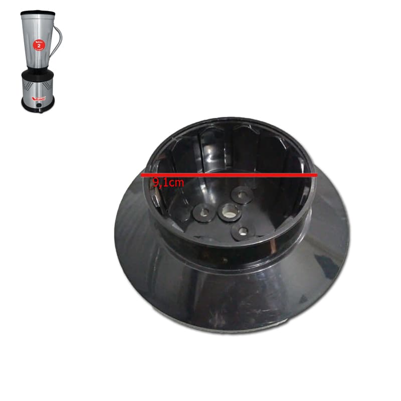 BASE SUPERIOR EXTERNA DO CORPO DO MOTOR DO LIQUIDIFICADOR VITALEX 2 LITROS ALTA ROTAçãO - TAMPA SUPERIOR EXTERNA - ENCAIXA O COPO 2LITROS INOX - foto 1 de 3