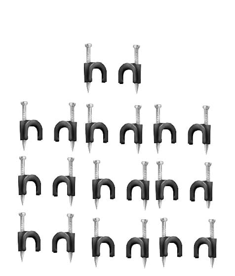 TRAVA PLÁSTICA COM PREGO KIT COM 20 UNIDADES - GRAMPO P/CABO DE 6,0MM - GRAMPO P/FIXAR CABO COAXIAL CABO DE ANTENA - foto 1 de 1