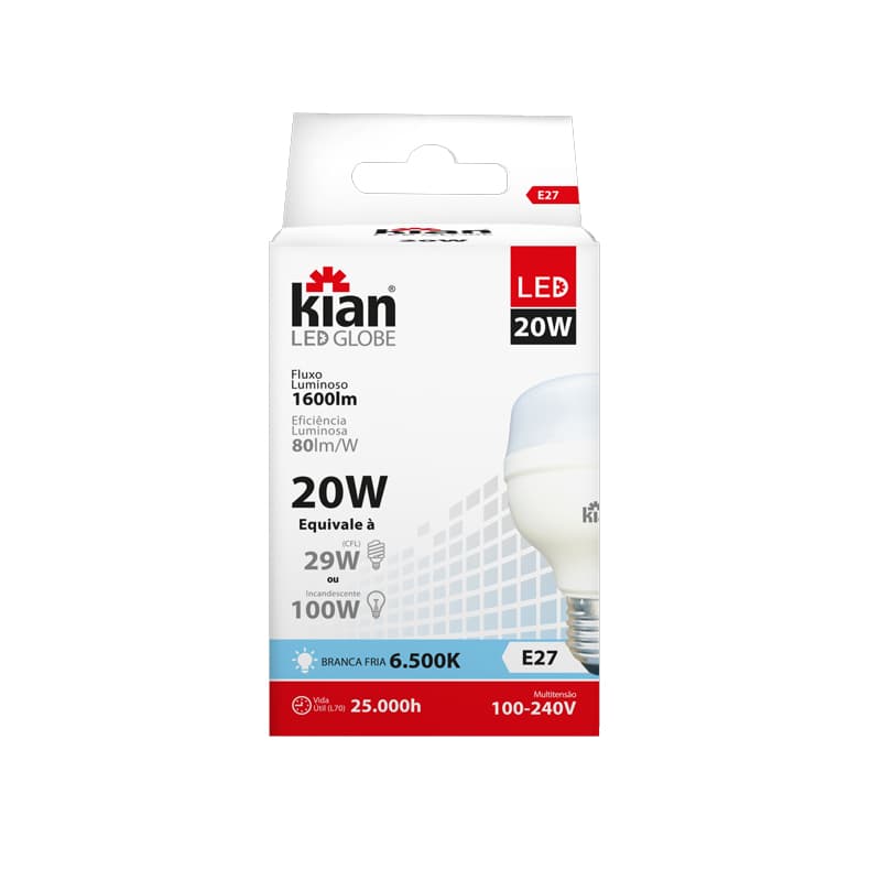 LÂMPADA LED BULBO LED20W LUZ BRANCA 6500K BIVOLT - HIGH LED TKL E27 - foto 1 de 1