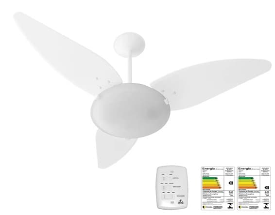 VENTILADOR DE TETO VENTI-DELTA NEW MAGNES 110V10,0UF COR BRANCA 3PÁS MDF FOLHA - CÚPULA PL FOSCA P/2 LÂMPADAS - CHAVE 3VELOCIDADES - foto 1 de 3