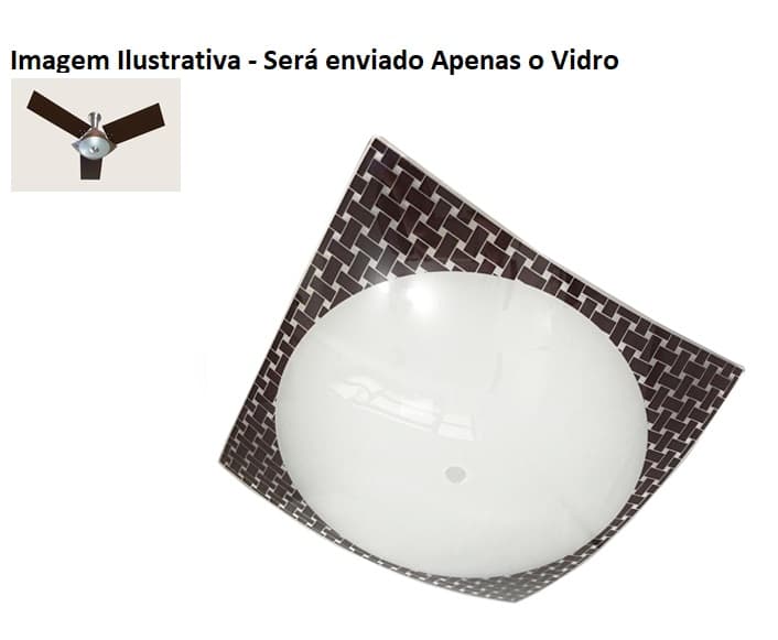 GLOBO CúPULA VIDRO DA LUMINáRIA DO VENTILADOR DE TETO TRON NAULU QUADRADO COM BORDA QUADRICULADA TABACO - VIDRO 300X300MM BORDAXBORDA - foto 1 de 3