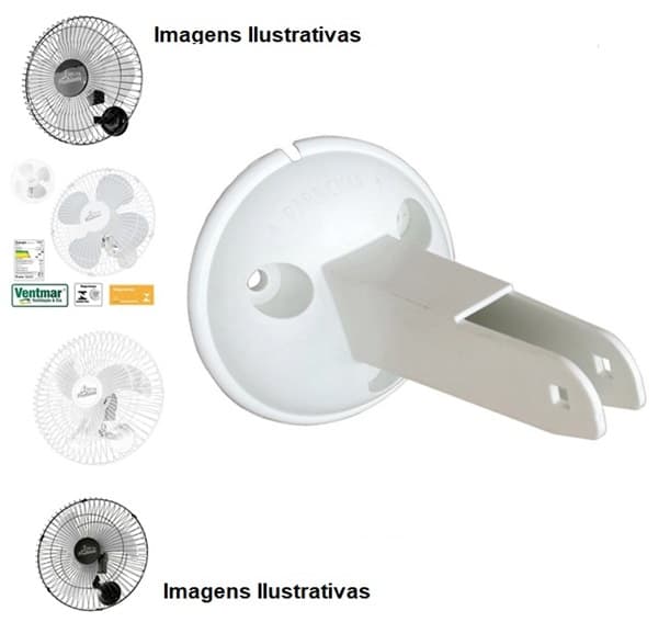 SUPORTE DE PAREDE P/VENTILADORES VENTI-DELTA PREMIUM DELTA VENTURA - SUPORTE PLASTICO COR BRANCA C/ENCAIXE DO MOTOR INJETADO - foto 1 de 2