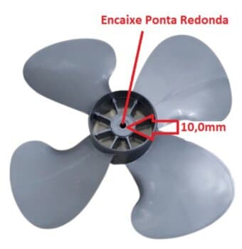 HELICE P/VENTILADOR DE 50CM 4PAS LOREN SID TURBO M1 COR PRATA/CINZA E-10,0MM PRD-PONTA REDONDA C/TRAVA TRASEIRA - SERVE P/ARGE MAX-50