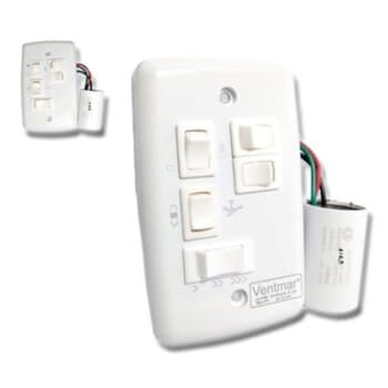CHAVE VENTILADOR DE TETO R3LUZ 3VEL C/CAP.10,5UF 4,0+6,5MF C/REVERSÃO + 3-TECLAS LUZ - P/VOLARE 110VOLTS