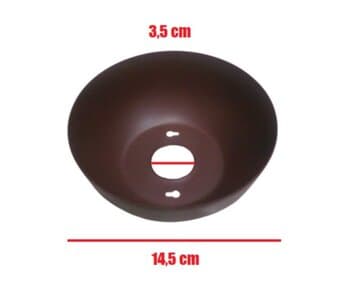 CANOPLA SUPERIOR P/VENTILADOR DE TETO VOLARE - ALUMÍNIO COR PRETA BASE ARREDONDADA - DIAM 14,5CM - ENCAIXE HASTE 3,5CM