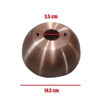 CANOPLA SUPERIOR P/VENTILADOR DE TETO VOLARE - ALUMÍNIO COR COBRE BASE ARREDONDADA - DIAM 14,5CM - ENCAIXE HASTE 3,5CM