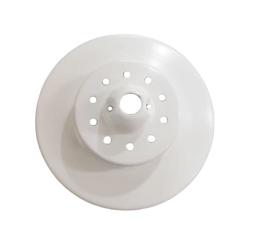 CANOPLA INFERIOR P/VENTILADOR DE TETO VOLARE - ALUMÍNIO COR BRANCA EXTRA GRANDE - DIAM EXT.22,5CM - ENCAIXE HASTE 3,5CM - foto 1 de 4