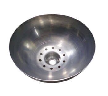 CANOPLA INFERIOR P/VENTILADOR DE TETO VOLARE - ALUMÍNIO COR AÇO ESCOVADO EXTRA GRANDE - DIAM EXT.23,0CM - ENCAIXE HASTE 2,2CM