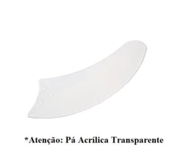 PÁ HÉLICE P/VENTILADOR DE TETO TRON - PLÁSTICA CRISTAL FACÃO *VENDIDA P/UNIDADE - AURA BÚZIOS MAX/MAX SL MAX LED CLEAN CHANCELER - ORIGINAL TRANSPARE