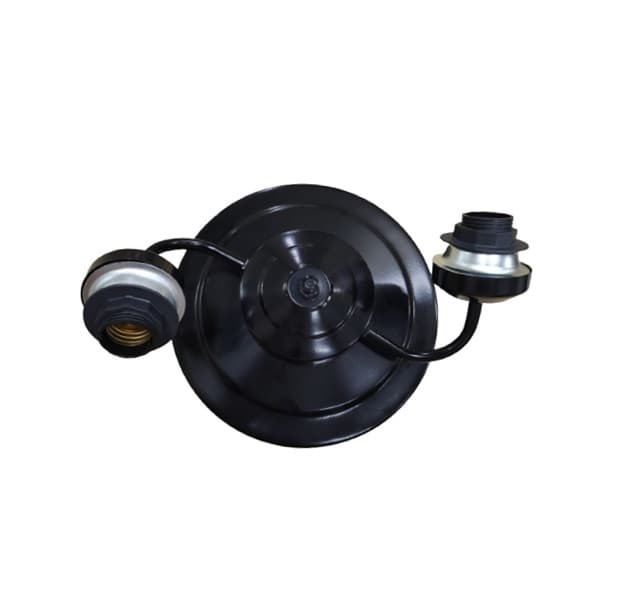 LUMINÁRIA PLAFON P/VENTILADOR DE TETO - MODELO ATHENAS SUPORTE EM METAL PRETO C/2SOQUETES P/2LÂMPADAS - SEM TULIPAS - foto 1 de 3