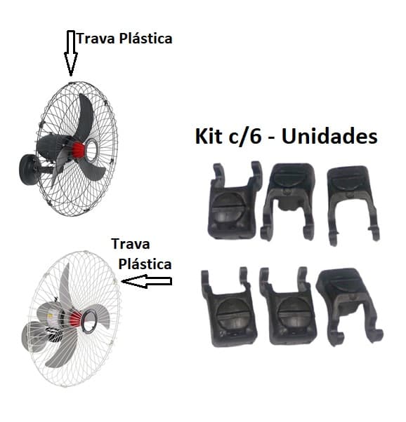 TRAVA PLÁSTICA P/GRADE VENTILADORES SOLASTER ATUAL COR PRETA - KIT C/06 UNIDADES - VENTILADORES VENEZA - ACAPULCO - BARCELONA - foto 1 de 3