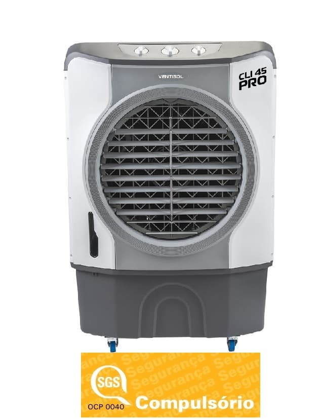 CLIMATIZADOR DE AR 045LT 110V210W VENTISOL VAZAO-4.500M3/H ATÉ 50M2 UMIDIFICADOR PORTÁTIL CLI45PRO/PRO2-01 3VEL CZA - foto 1 de 7