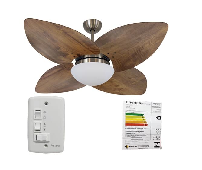 VENTILADOR DE TETO VOLARE DUNAMIS BRONZE VD42 110V10,5UF CHAVE 3VEL 4PAS MDF RADICA IMBUIA LUM.P/2-LAMP. SOQUETE E27 - foto 1 de 3
