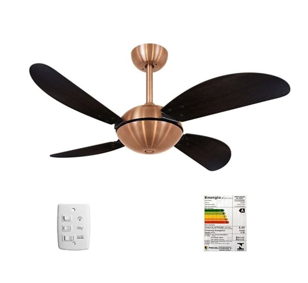 VENTILADOR DE TETO VOLARE FLY OFFICE 110V10,5UF COBRE 4PAS TUBA TABACO CHAVE 3VELOCIDADES - VENTILADOR SEM LUMINÁRIA P/ÁREA GOURMET - foto 1 de 3