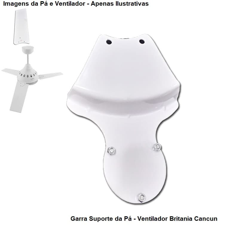 GARRA SUPORTE DAS PÁS P/VENTILADOR DE TETO BRITÂNIA - GARRA DE METAL BRANCA P/PÁ PLÁSTICA - VENDIDO POR UNIDADE - foto 1 de 3